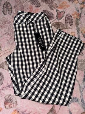 Express Editor Black & White Gingham Pants